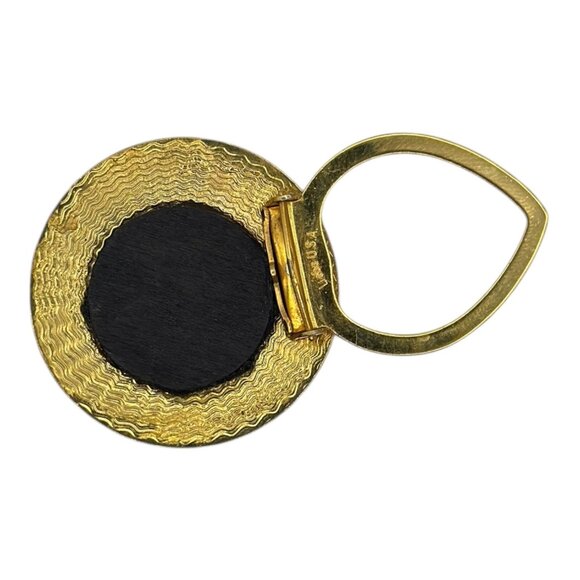 Custom Made Lieba USA Gold-Tone Scarf Ring Upcycled W/ Luxury Bag Canvas Accent - Picture 4 of 11